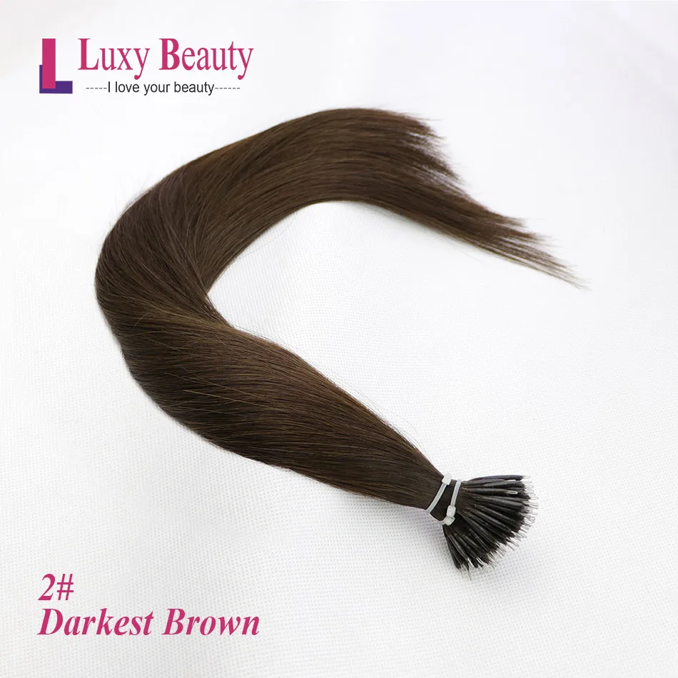 #2 LuxyBeauty нано-наращивание волос Remy Micro#2 темный коричневый 1"-22" Кольцо Нано бусина волосы микро звено наращивание волос - Цвет: #2