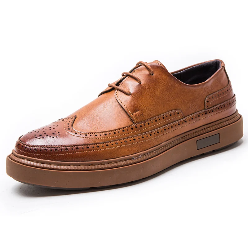 

2022 Leather Men Dress Shoes Formal Wedding Party For Men Retro Brogue Shoes Luxury Brand Men's Oxfords