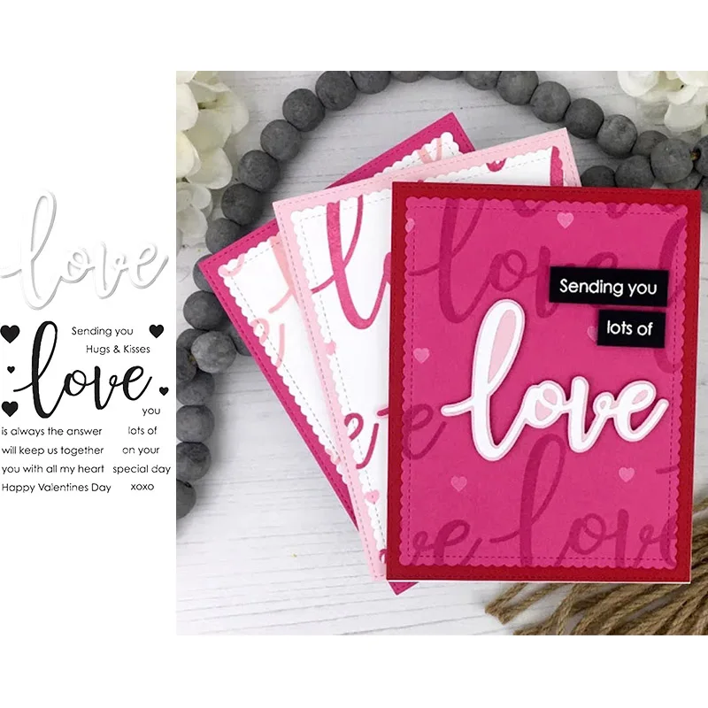 Прозрачные штампы и металлические Word Love для скрапбукинга изготовления открыток