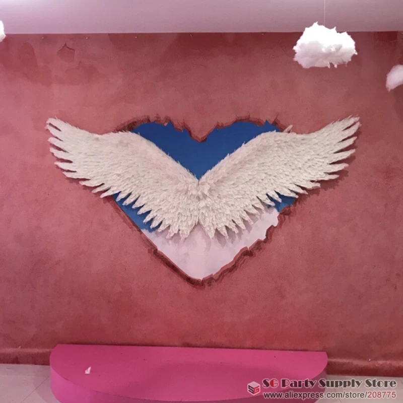 Большие Перья крылья фотография дисплей бар Свадебные украшения креативный