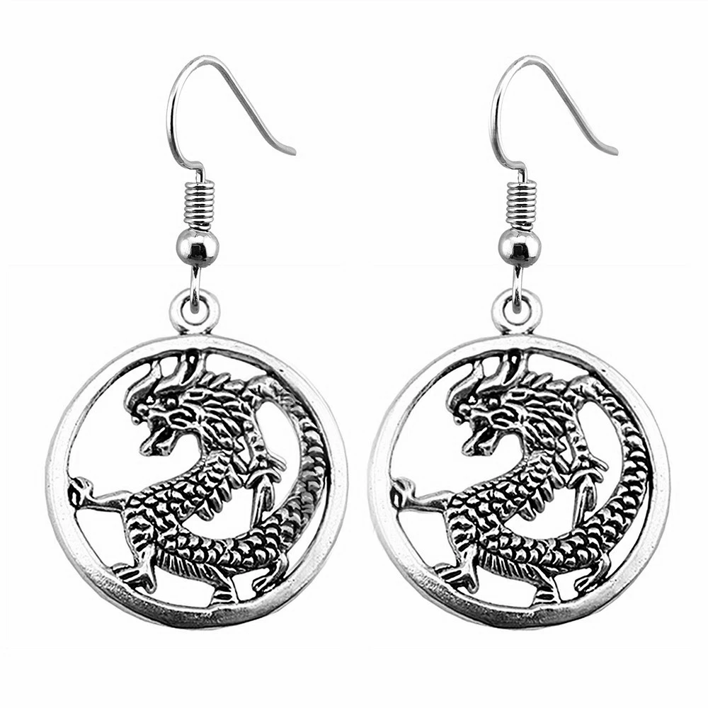 Серьги-капли в виде дракона модные висячие серьги с драконом женские