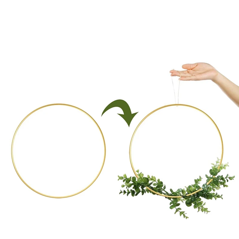 

8 Pcs Gold Metal Floral Hoop Rings for DIY Wedding Wreath Decor Dream Catcher and Macrame Wall Hanging Crafts 8 Inch