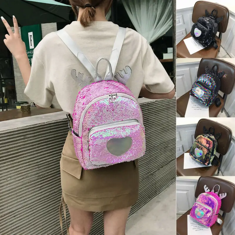 Shining Women's Unicorn Sequins School Backpack Girls Student Teenage Travel Party Mini Shoulder Bag Kids Small | Багаж и сумки