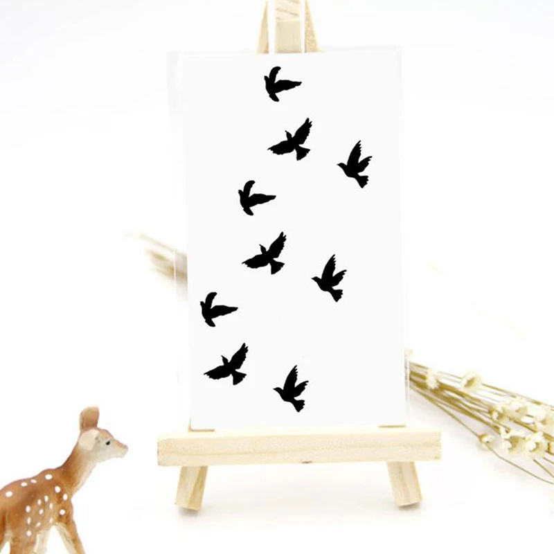 1 Sheet Water Transfer Stickers Unisex Waterproof Cute Black Bird Shape Disposable Temporary Tattoo Stickers DIY Party Deco
