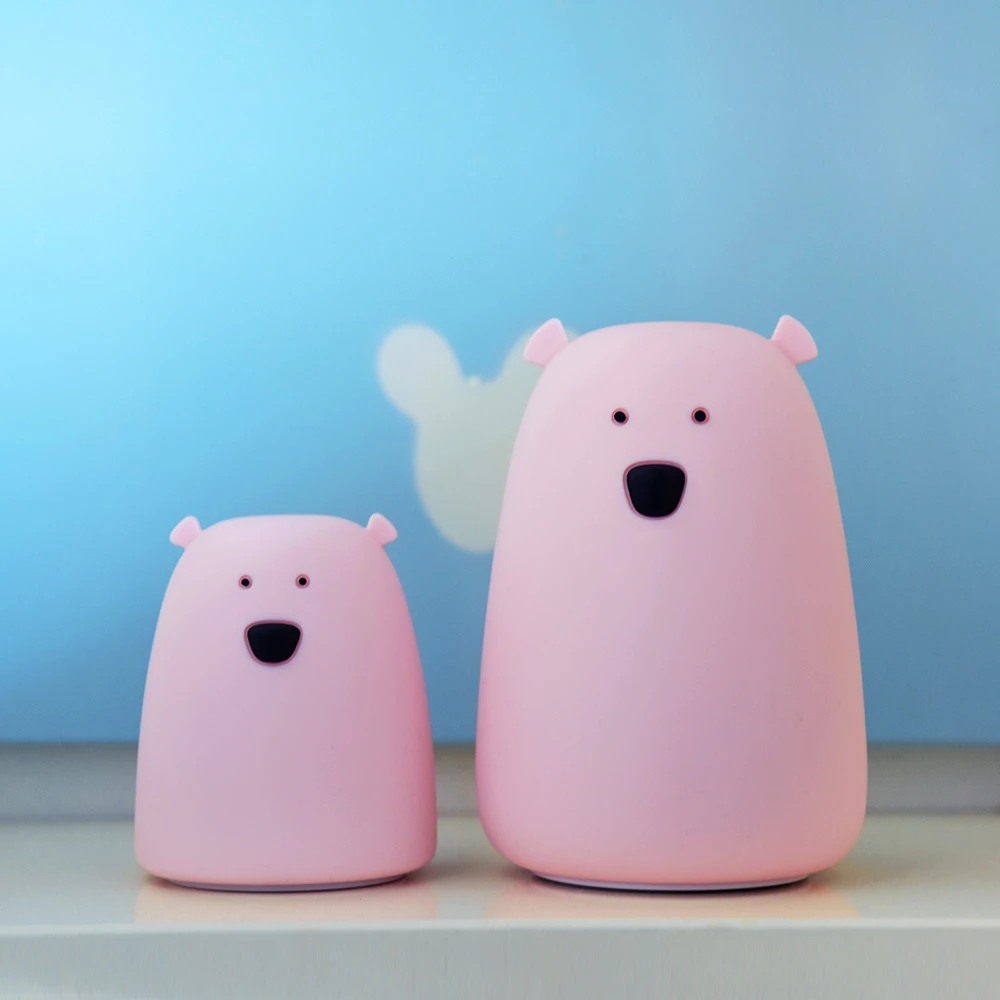 Прекрасный силиконовый медведь светодиодный ночник Цвет Изменение ночной лампы