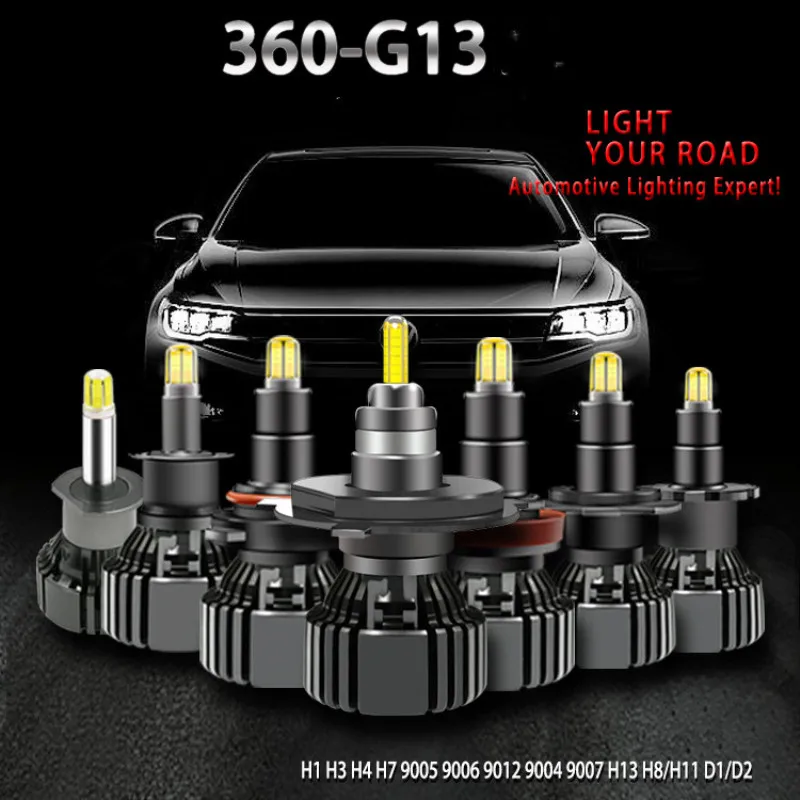 NEW D1S H4 hi/low Car Led Headlight Bulbs D2S D3S D4S H1 H7 H11 9005 9006 16 sides 3D CANBUS Near Far 360° glow diode Auto Lamp images - 6
