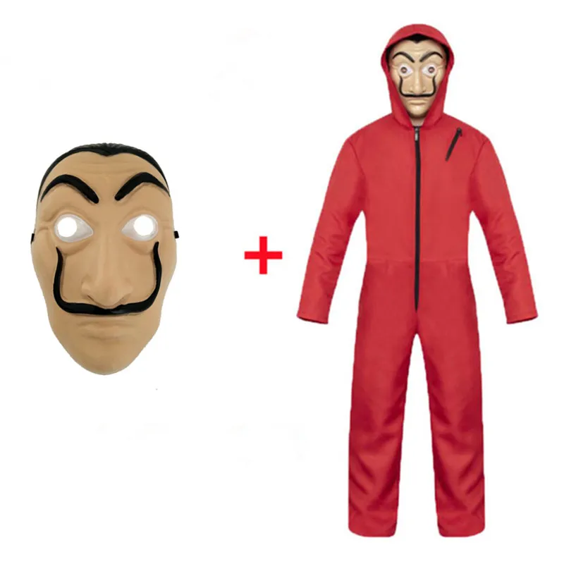 Испанский фильм деньги грабежа бумажный дом La Casa De Papel Косплей Костюм Фестиваль забавные вечерние костюмы и маски - Цвет: Adult