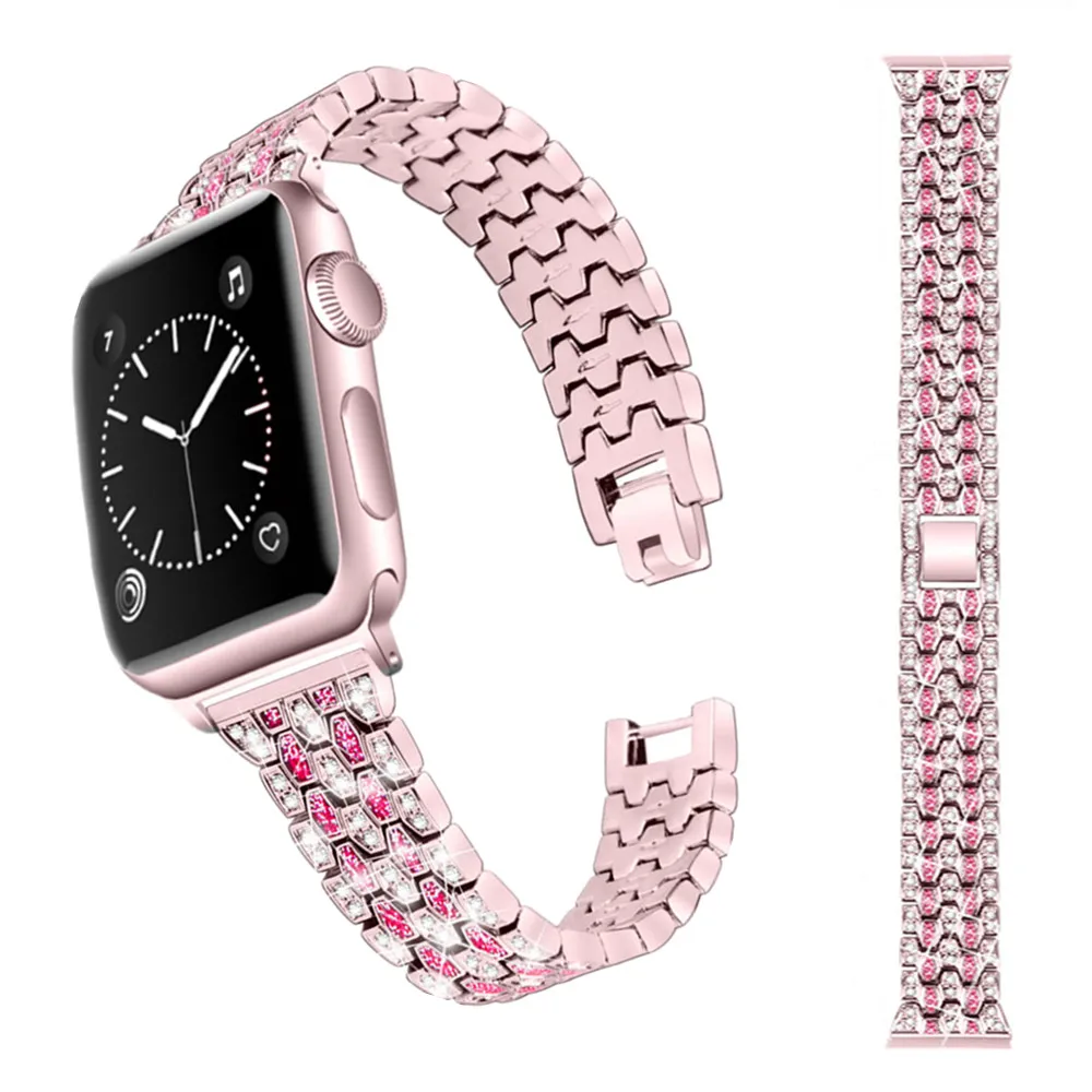 Браслет со стразами для Apple Watch 6 Band Series SE/5/4/3/2 Элегантный женский браслет iWatch 44/40 мм