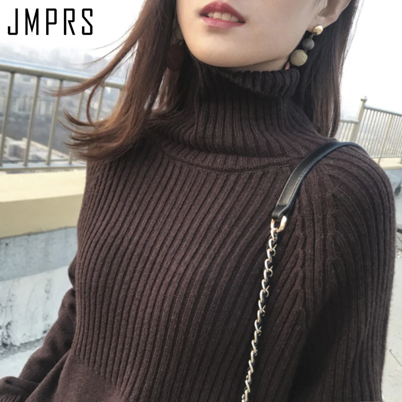 JMPRS 2021 свитер с высоким воротником зимние свободные пуловеры однотонные