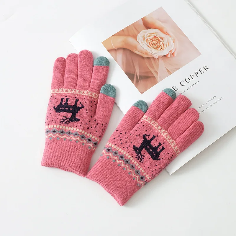 

Women's Cashmere Knitted Winter Gloves Cashmere Knitted Women Autumn Winter Warm Thick Gloves Touch Screen Skiing Gloves