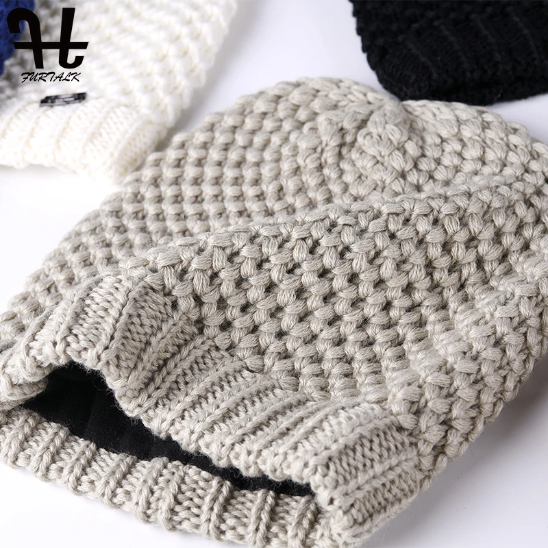 FURTALK шапка бини для женщин, зимняя теплая шапка бини Skullies, Мягкие осенние женские вязаные шапки для девушек, женская шапка, розовая, Черная