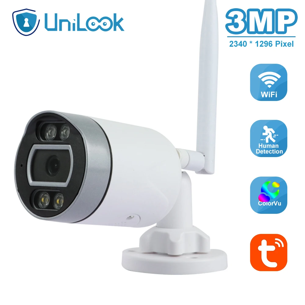 Tuya Смарт 3MP Wifi ip-камера наблюдения полный Цвет ночного видения умный дом
