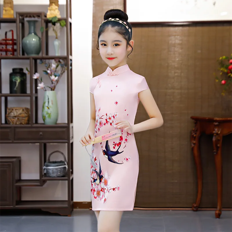

summer fashion new female short-sleeved Slim parent-child cheongsam dress cheongsam, parent-child and female wear wear