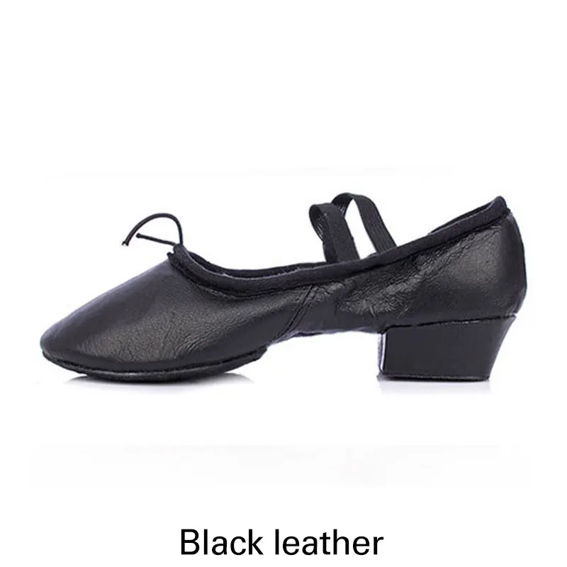 Leather black Женская танцевальная обувь для джазового балета; мягкие балетки; Танцевальная обувь для сальсы; кроссовки; 8 цветов; женская танцевальная обувь для бальных танцев - Цвет: Leather black