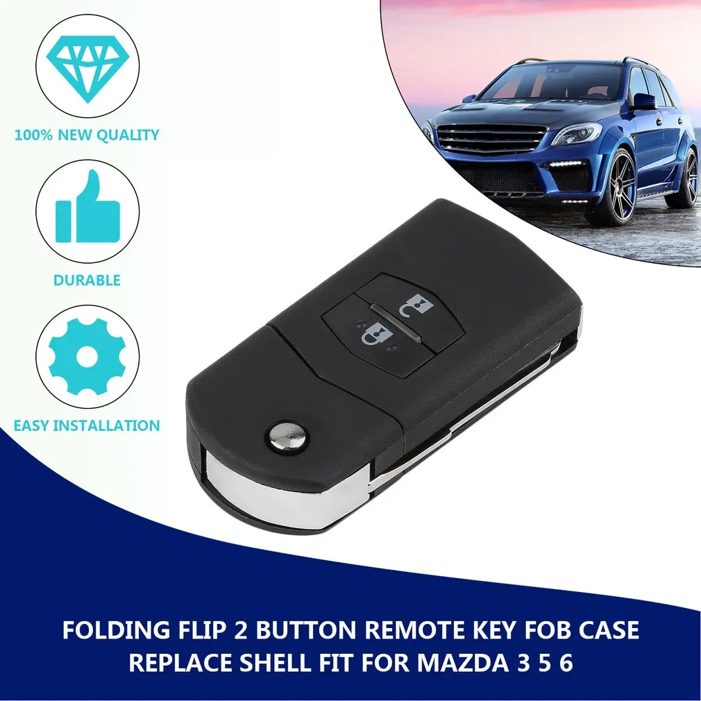 Портативный размер Складной флип 2 кнопки дистанционного ключа Fob чехол для