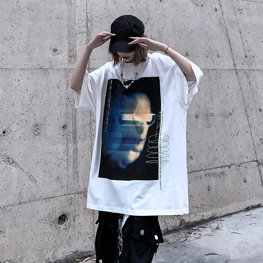 

Уличная мода Dark Icon, женская футболка оверсайз, летняя свободная футболка, хлопковая футболка