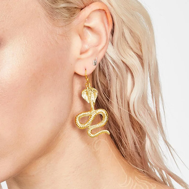

Snake Earring for Women Exaggerated Long Punk Ear Rings Vintage Rhinestone Ear Stud Fashion European Jewelry Boho
