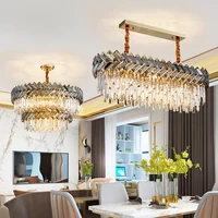 modern led crystal luxury oval chandelier round stainless steel dining room bedroom living room led crystal chandelier