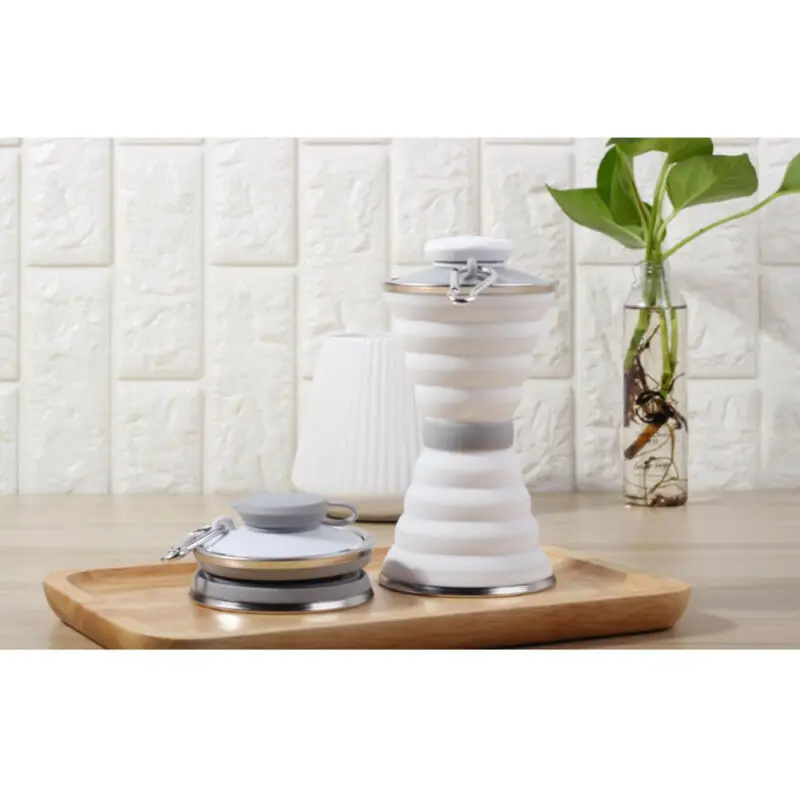 2020 Functional Newest White Gray Pink Blue 500ml Collapsible Coffee Cup Foldable Reusable Silicone Mug For Travel Camping | Дом и сад