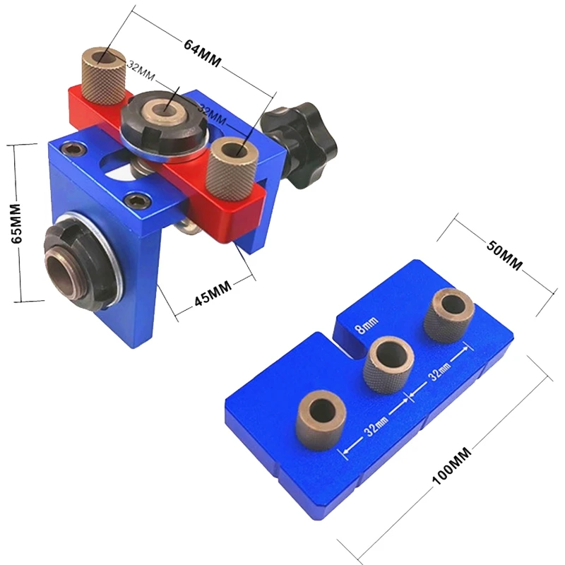 

Dowelling Jig 3 in 1 Woodworking Hole Drill Punch Positioner Guide Locator Jig Aluminium Alloy WoodWorking DIY Tools