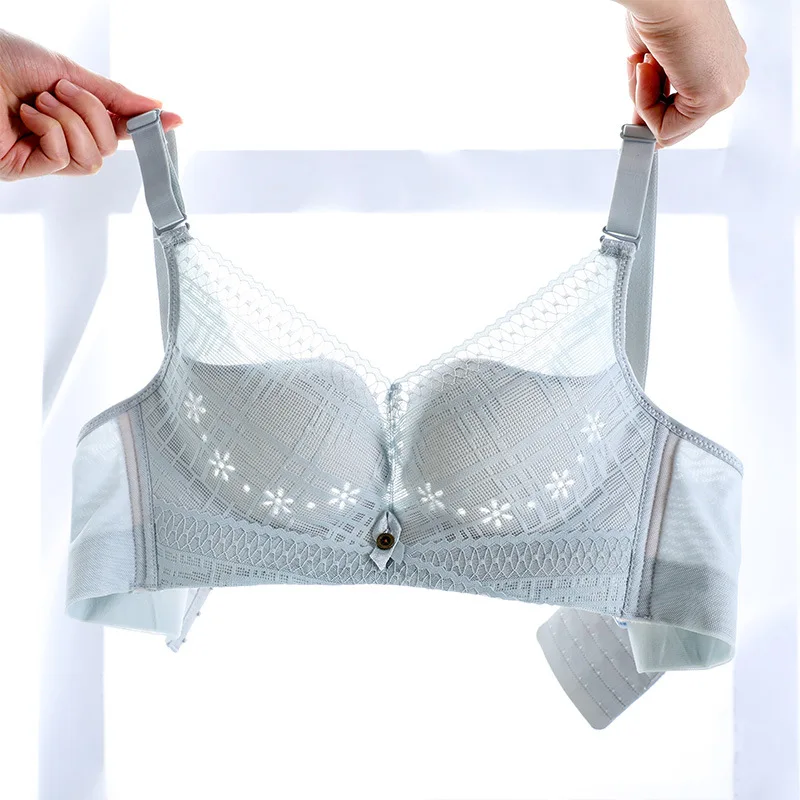 

Women's No Steel Ring Sexy Lingerie Set Thin and Plus Size Size Lace Pink Underwear Set Breast Lace Sexy Bra Set For Women 2021