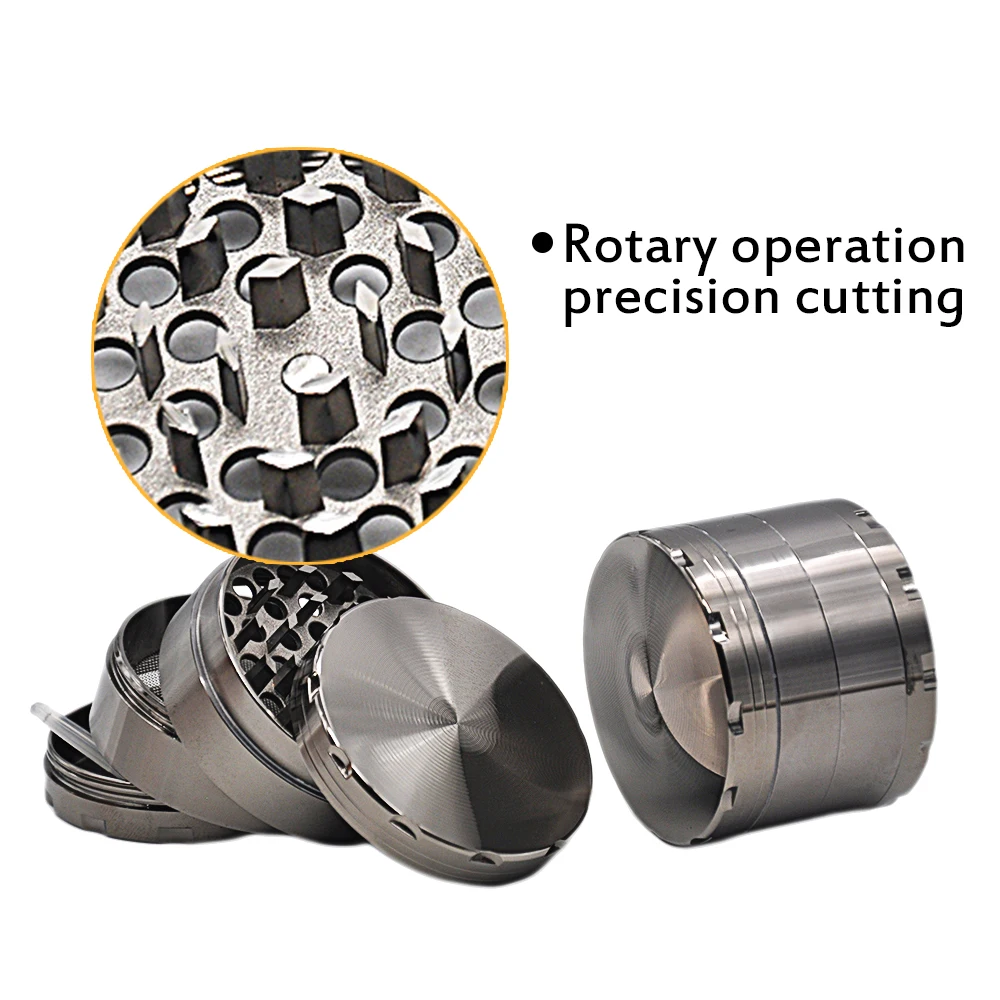 Точилка из цинкового сплава для табака и травы 56 мм 4 части | Дом сад