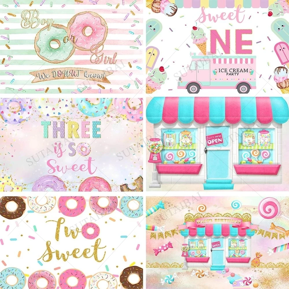 

Dessert Shop Theme Background Donut Children Portrait Background Banner Baby Shower Photography Background Studio Shooting Props
