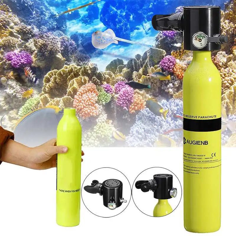 

AUGIENB 0.5L Scuba Diving Cylinder Mini Oxygen Tank Dive Respirator Air Tank Pump for Snorkeling Breath Diving Equipment
