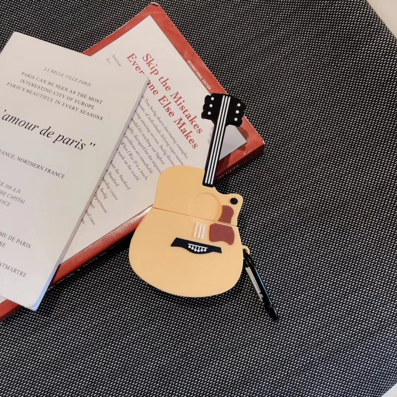 For AirPods pro Case Cartoon Cute Guitar Silicone Earphone Cases Apple Airpods 3 Protect Cover Funda with Finger Ring Strap | Электроника