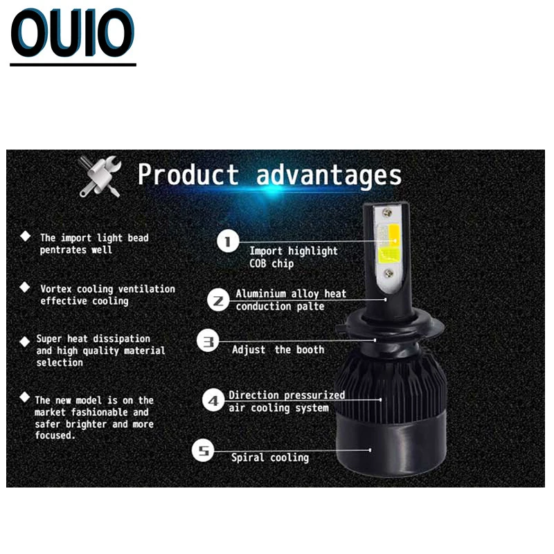 2 шт. 60 Вт Авто LED фара C6 светодиодный H4 лампы стробоскопа 4 цвета флэш светильник