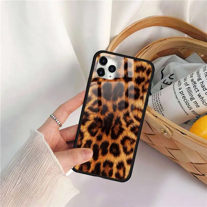 

Leopard cheetah skin print Phone Case Tempered glass For iphone 11 12 PRO MAX X XS XR 5C 6 6S 7 8 plus