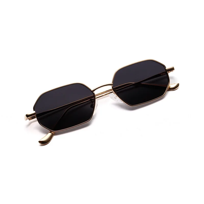 

Women Retro Classic Small polygon Sunglasses Men Women Luxury Vintage Black Mirrors Colour transparent lens Sun Glasses UV400