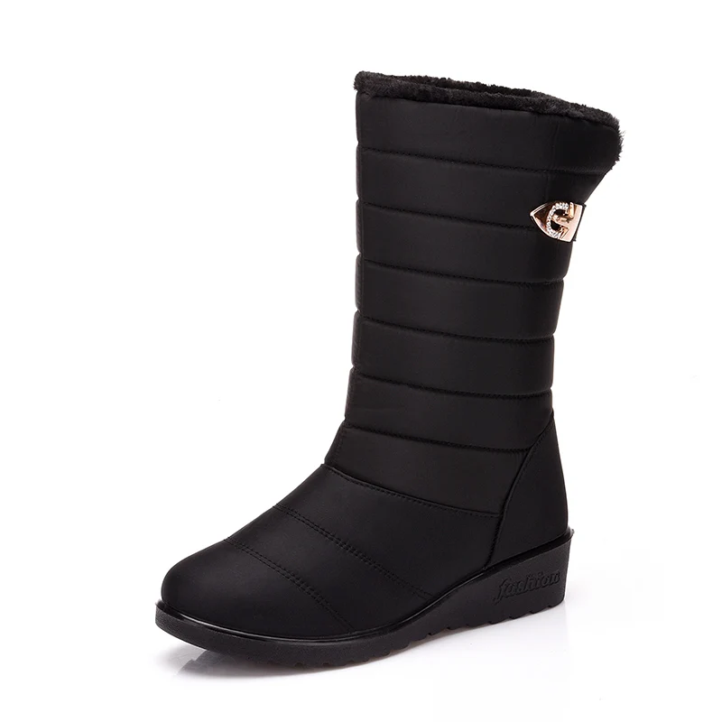 Женские нескользящие ботинки до середины икры зимние водонепроницаемые на