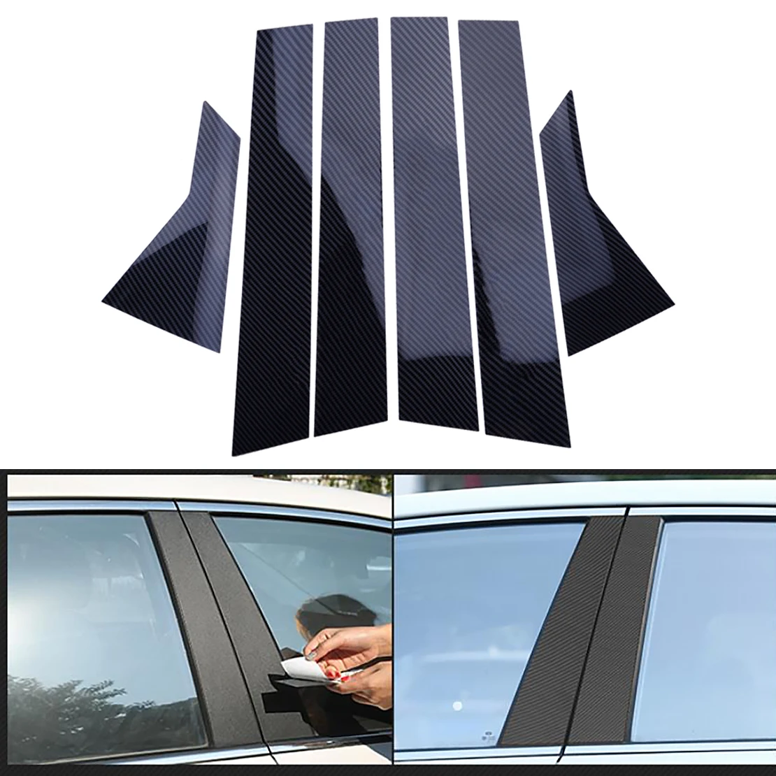 Новинка 6 шт. углеродное волокно стиль черная дверь столб крышка отделка Декор