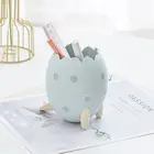 Круглый пластиковый держатель для ручки в Форме Яйца динозавра, органайзер, контейнер для карандашей, для хранения канцелярских принадлежностей, подарок для школьников и детей, Кисть для макияжа