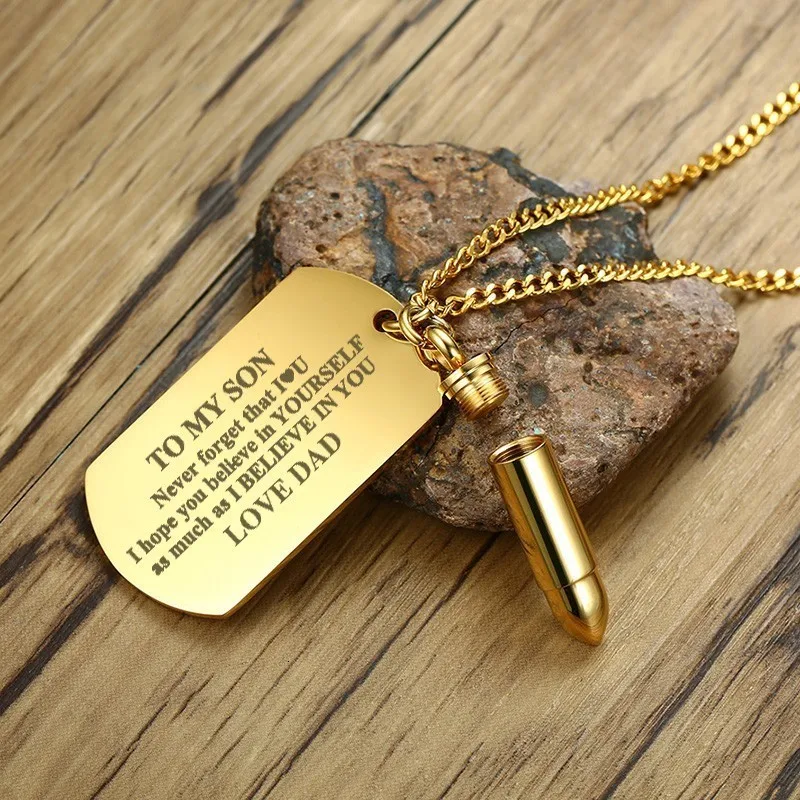 Vnox мужское ожерелье с гравировкой для моего сына папы мамы Love is Forever пулей