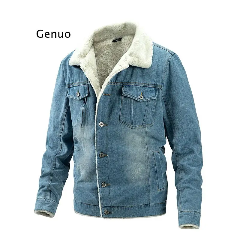Мужская куртка и пальто трендовая Теплая Флисовая Толстая джинсовая зима 2021