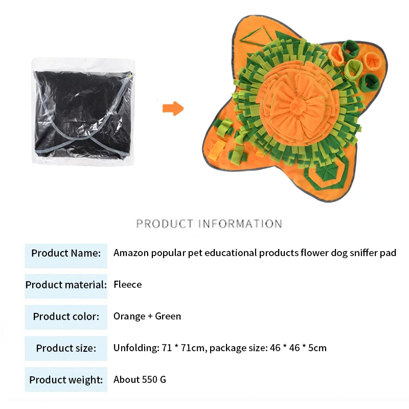 

71x71cm Pet Dog Puzzle Toy Soft Training Foraging Sniffing Pad Toy Leak Food Blanket Slow Feeding Food Mat For Dogs Pet Supplies