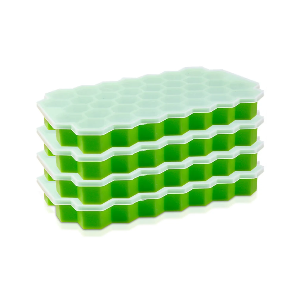 

Covered Ice Cube Tray, Food-grade Silicone Flexible, with Spill-resistant Removable Lid Ice Cube Mold for Cold Drinks, Cocktails