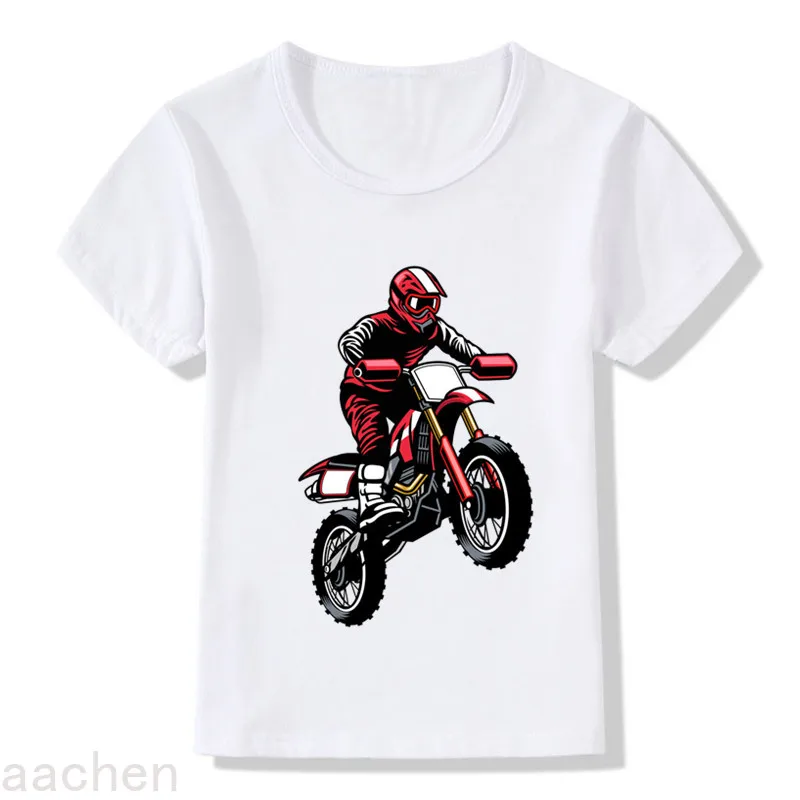 

Motorcycle Motocross Rider Cool Boys 2022 T-shirts Summer Fashion Kids Tee Streetwear Toddler Baby Girls Clothes Children Tops