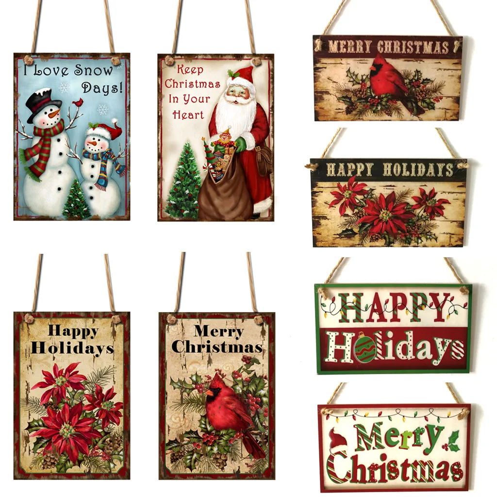 

Wooden Christmas Tree Decoration Welcome Christmas Eve Wall Crafts Pendant for Home Wooden Pendant Navidad Gift