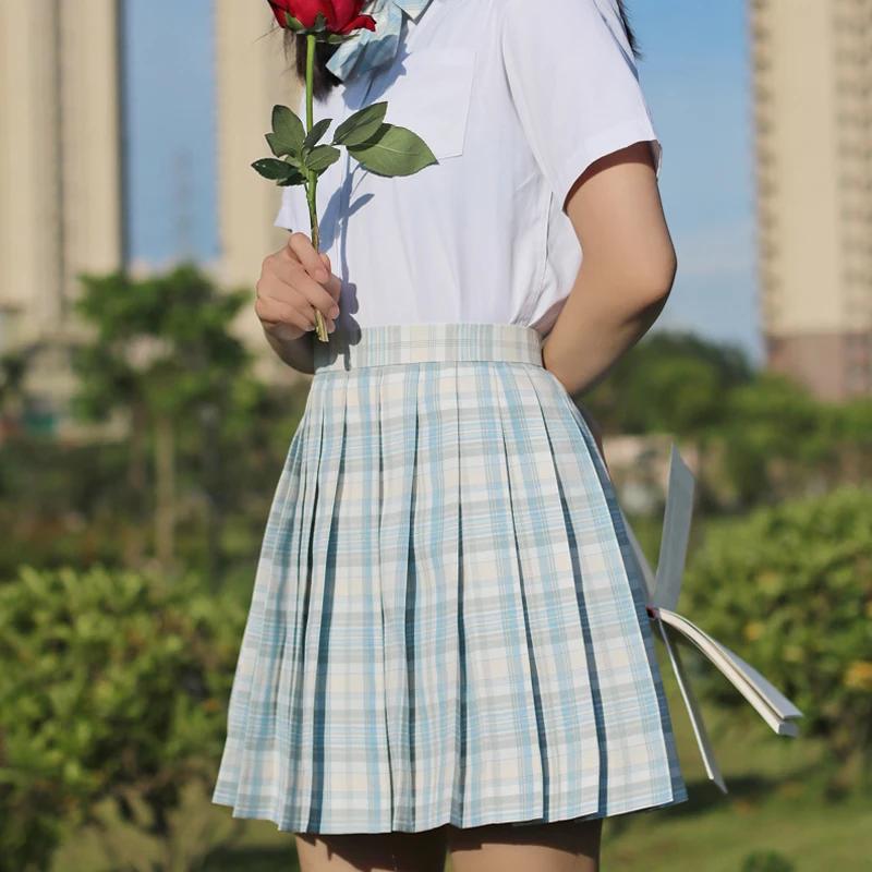 

[Dawn Light] Girl's Summer High Waist Pleated Skirts Plaid Skirts Women Elegant JK Uniforms Girl School Dress Student Cloths