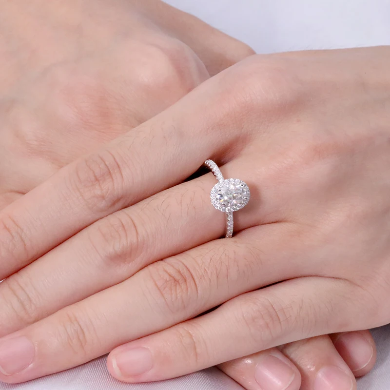 Кольцо из муассанита с бриллиантами AEAW, 18 К, розовое золото, 5x7 мм, 0.1ct, овальная огранка, Муассанит, обручальное кольцо, уникальный Муассанит, обручальные кольца