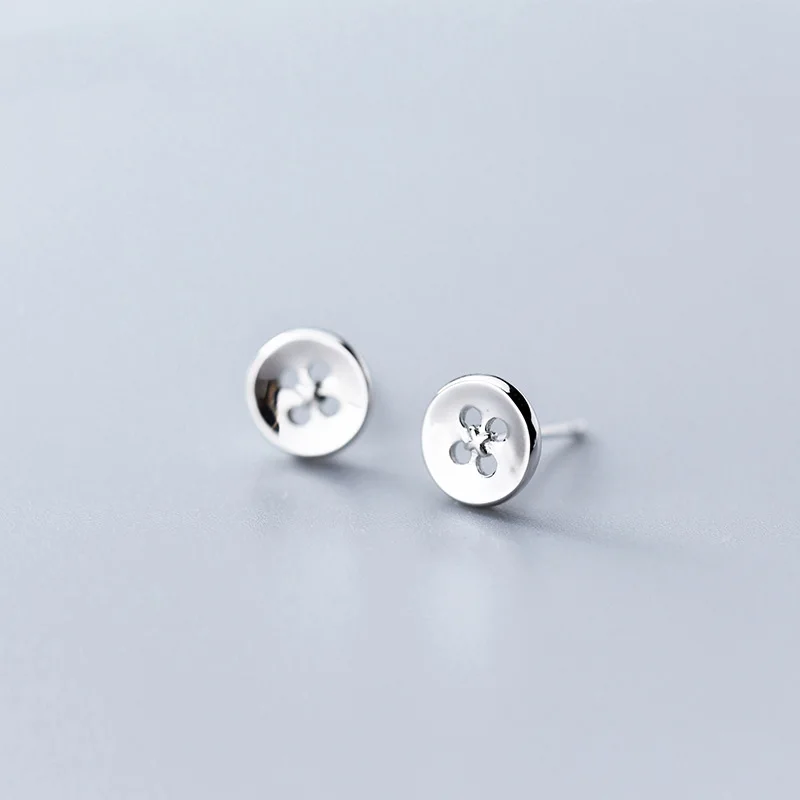 Silver Trustdavis, Настоящее серебро 925 пробы, милые глянцевые маленькие пуговицы, серьги-гвоздики для женщин, свадебные ювелирные изделия, подарок DS1938 - Окраска металла: Silver