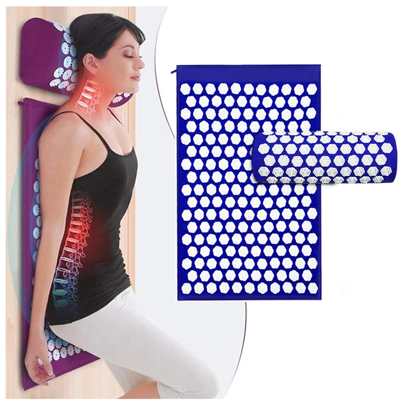 

Acupuncture Massage Shiatsu Yoga Mat Acupoint Relaxation Relief Back Pain Rose Needle Acupuncture Mat Full Set 66*42cm