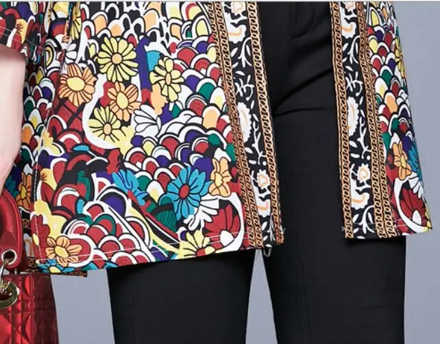 

Spring Autumn New Vintage Enthic Printed Trumpet sleeve Top Coat Beach shawl cardigan Outwear