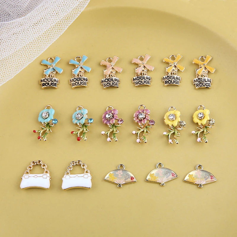 6 шт. корейские стильные Эффектные серьги кулон в виде цветка сумка веер милые