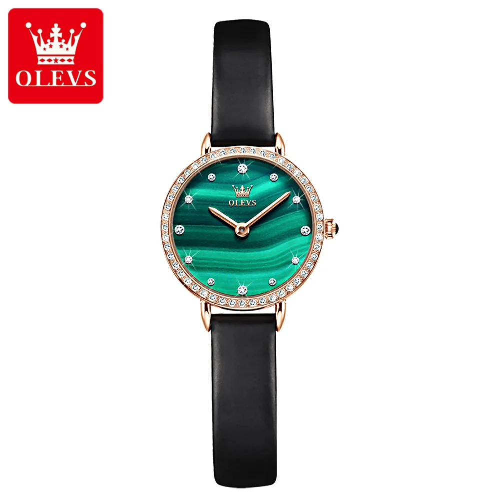 

OLEVS роскошные маленькие зеленые часы для женщин ультратонкие женские часы Кварцевые водонепроницаемые наручные часы браслет подарки набор...