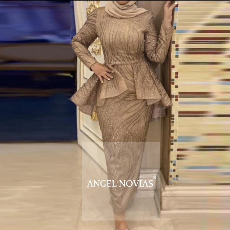 

Long Sleeves High Neck Muslim Lace Evening Dress 2020 Vestido Formatura Long Party Dress