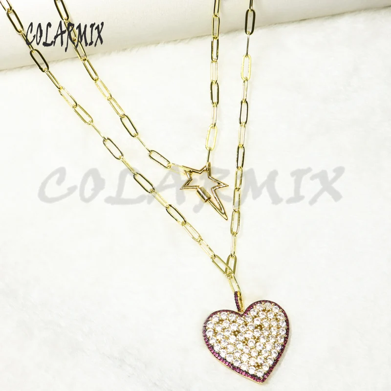 3 шт многослойное ожерелье с цирконием аксессуары подвеской в виде сердца